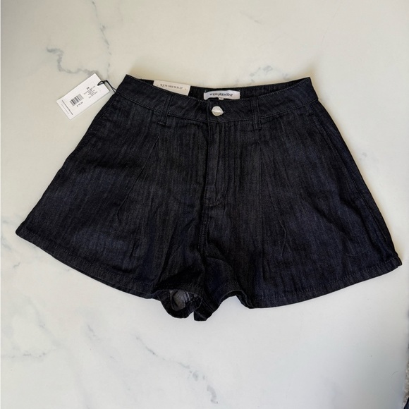 WeWoreWhat Pants - WeWoreWhat Wide Leg Dark Denim Jean Shorts
